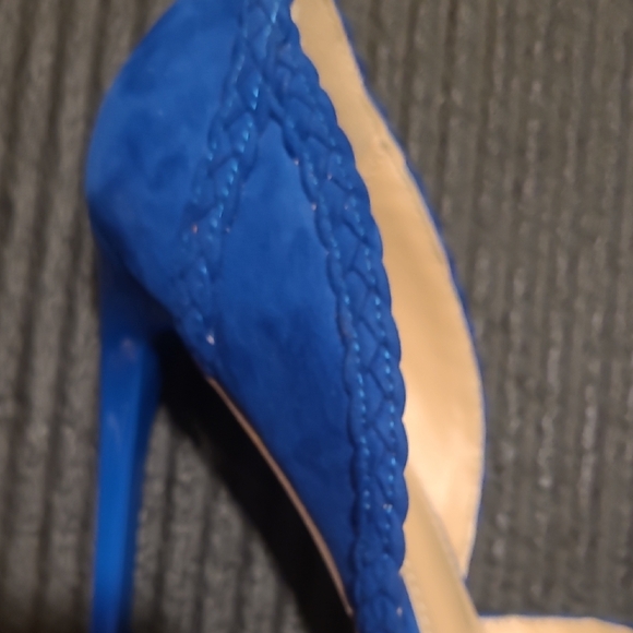 JustFab Women's Faux Suede Blue Heels - Picture 3 of 12